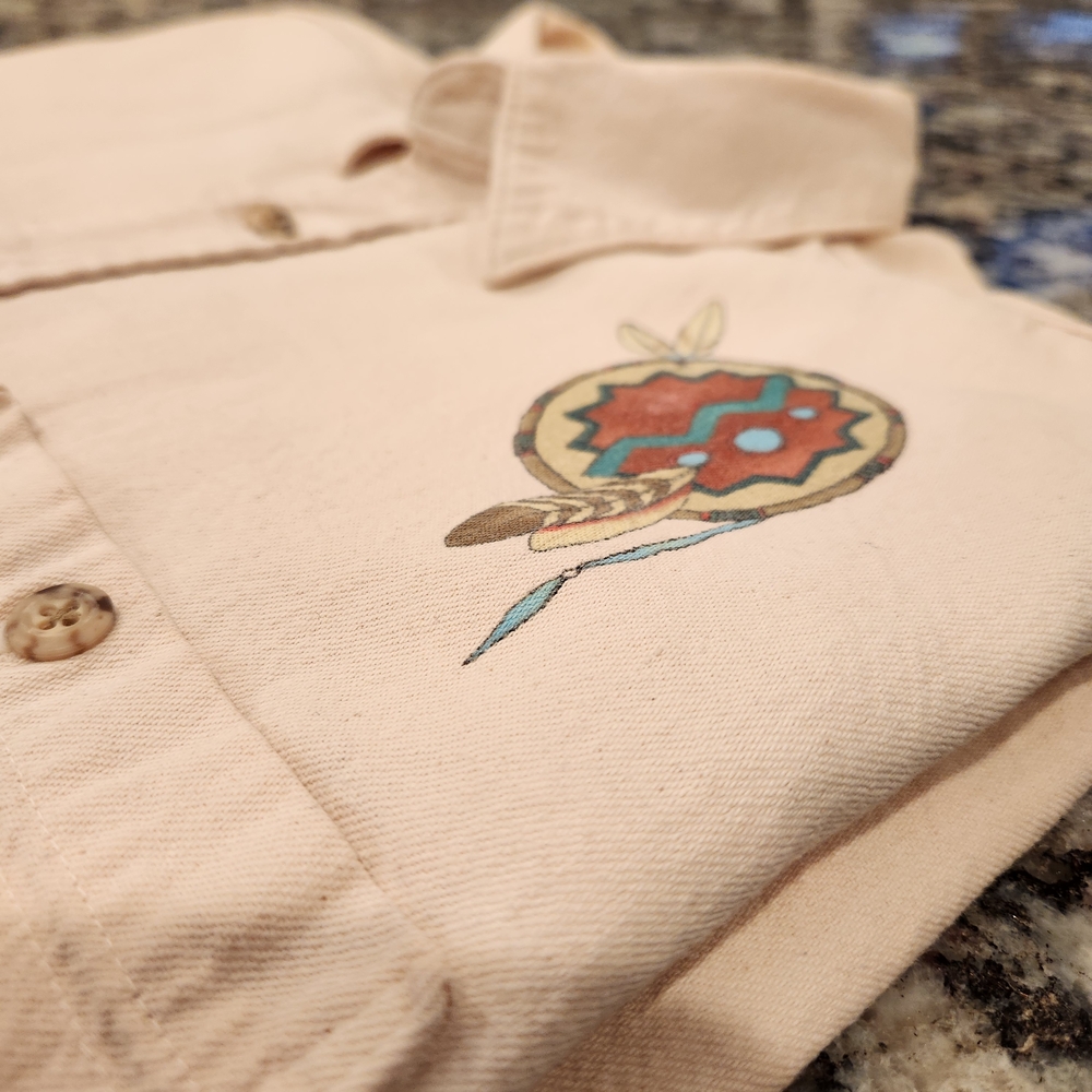 Vintage Three Rivers Shirt Indian Tipi Dreamcatcher Mens Large Button Down EUC
